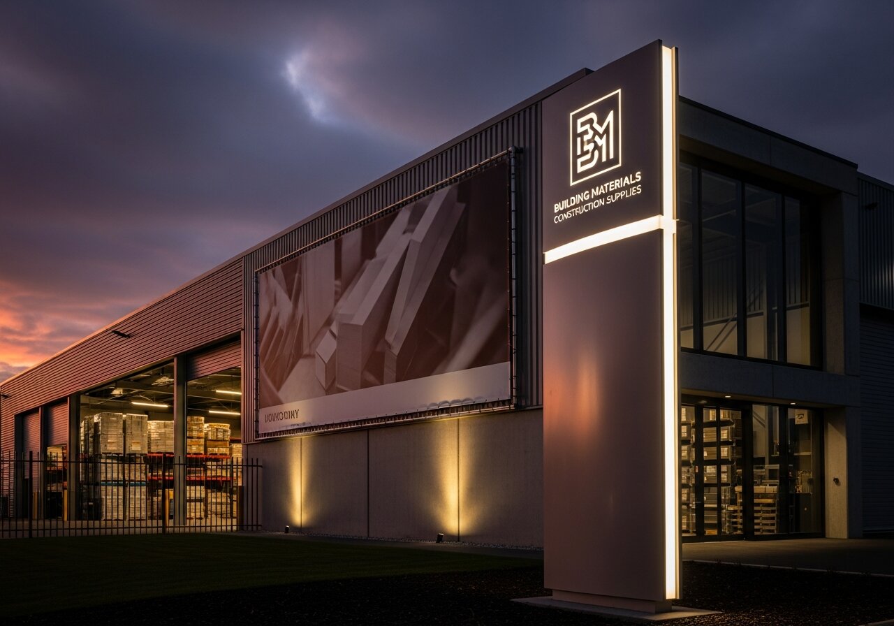 Totem și banner exterior depot materiale