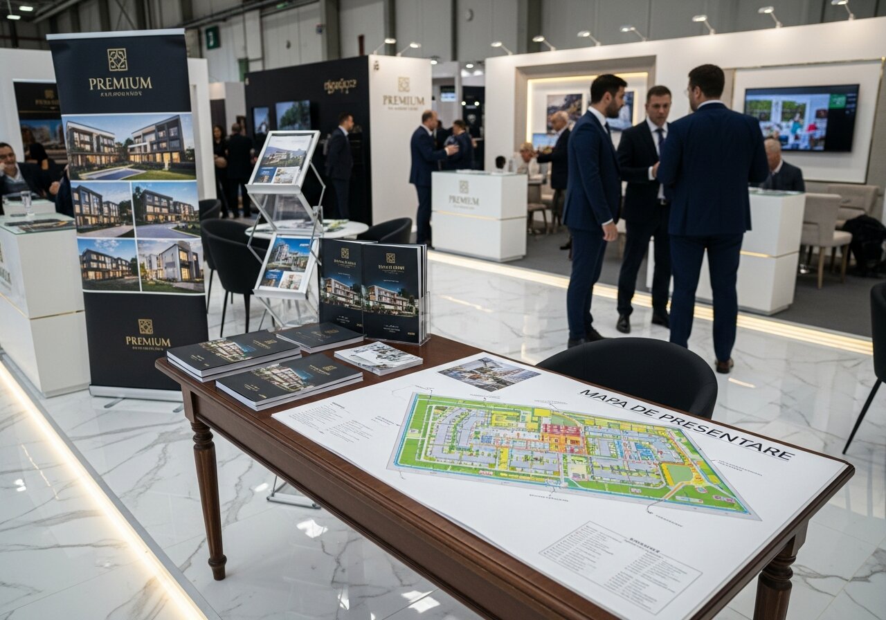 Broșuri și rollup la târg imobiliar