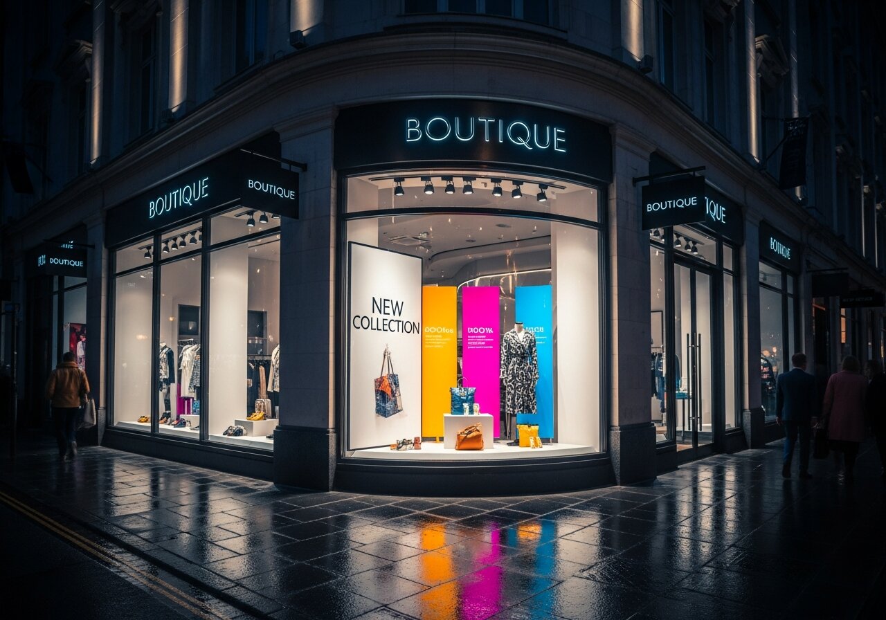 Colantare vitrină și banner exterior magazin
